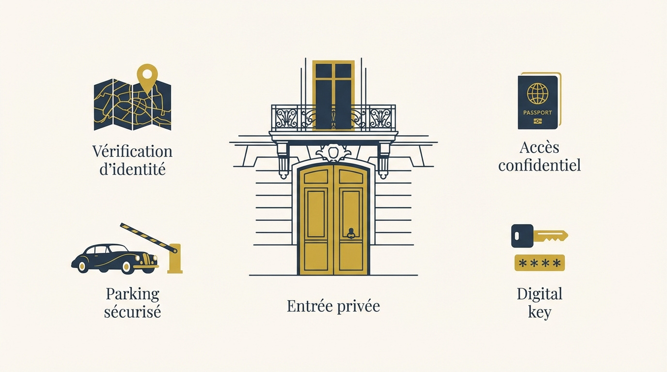 Entrée élégante et discrète d'une suite privée au centre-ville de Marseille