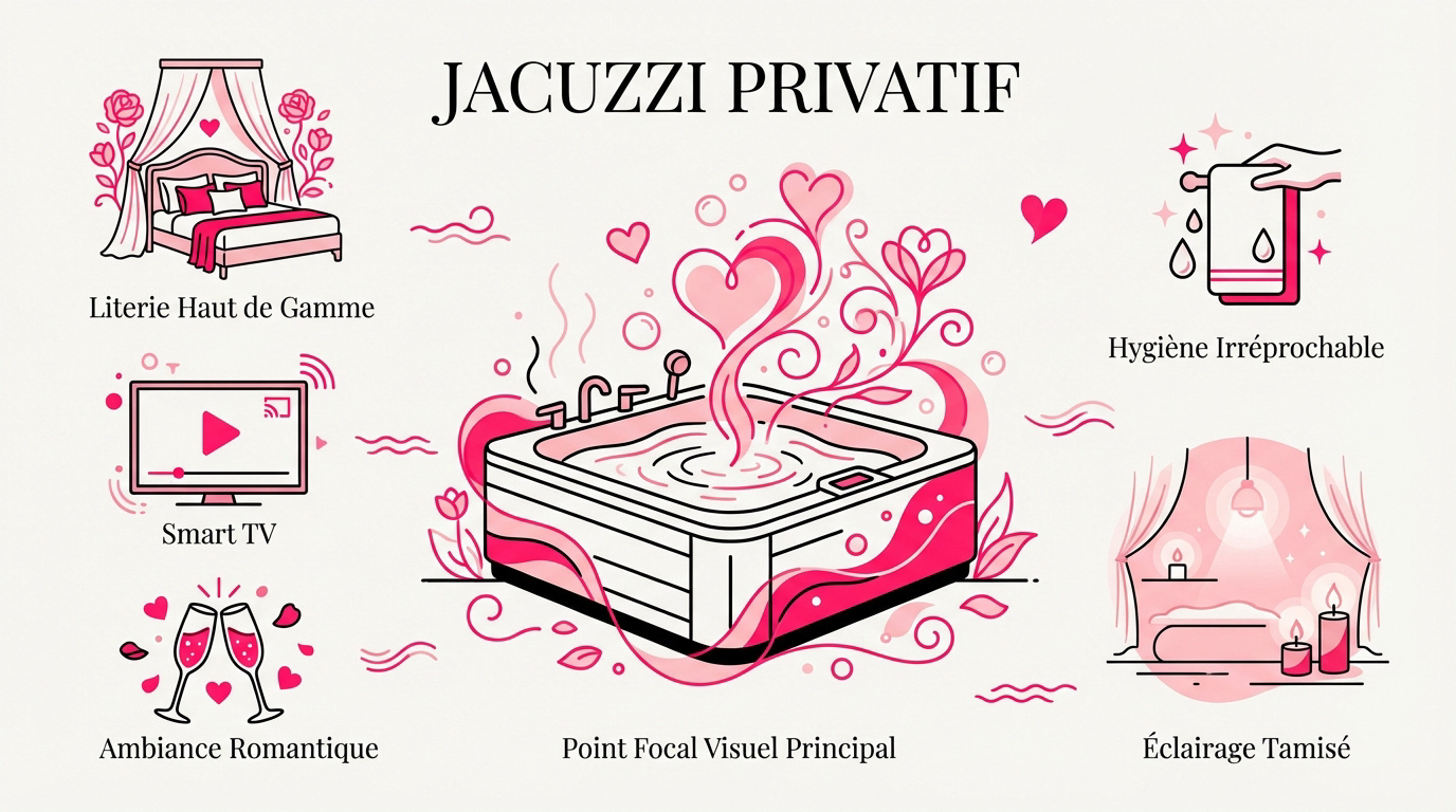 Jacuzzi privatif haut de gamme dans une love room élégante à Marseille