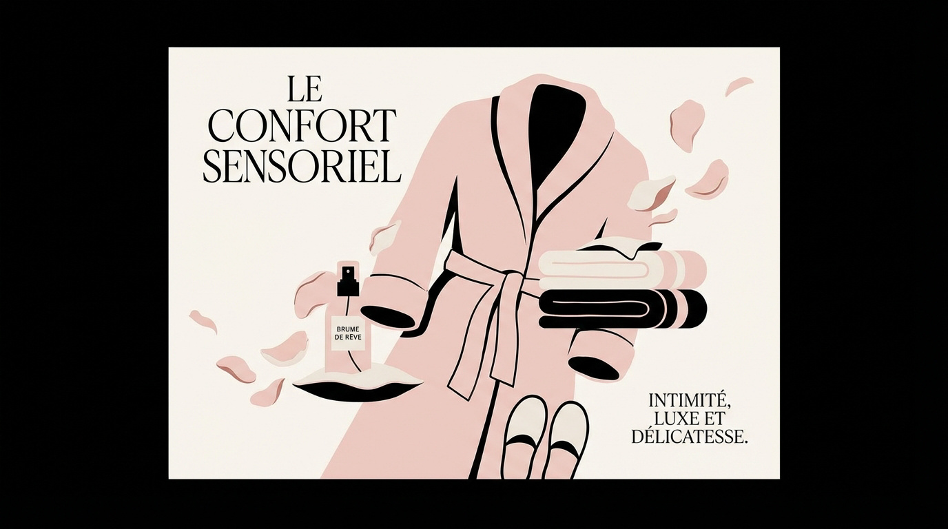 Linge de maison blanc moelleux et peignoirs haut de gamme pour une expérience spa en love room