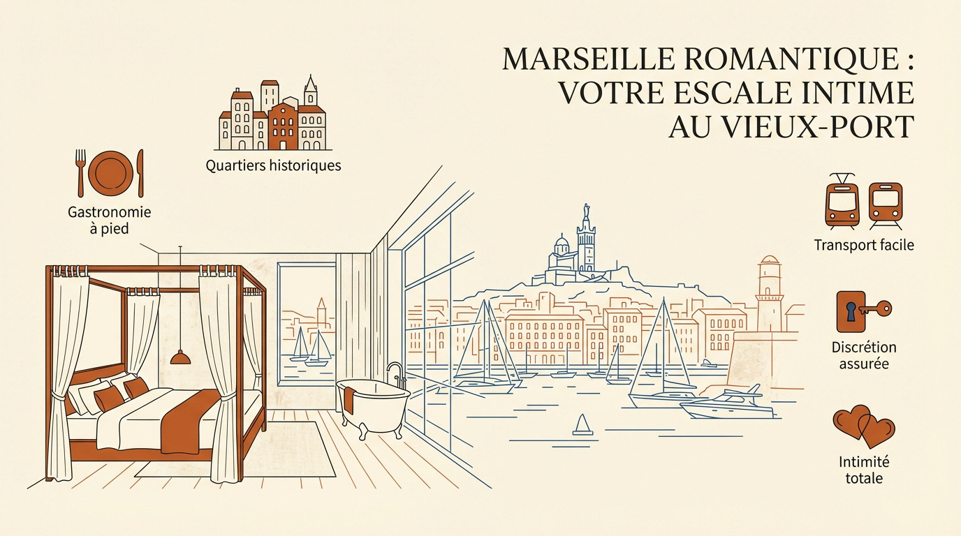 Vue romantique sur le Vieux-Port de Marseille pour une escale en couple