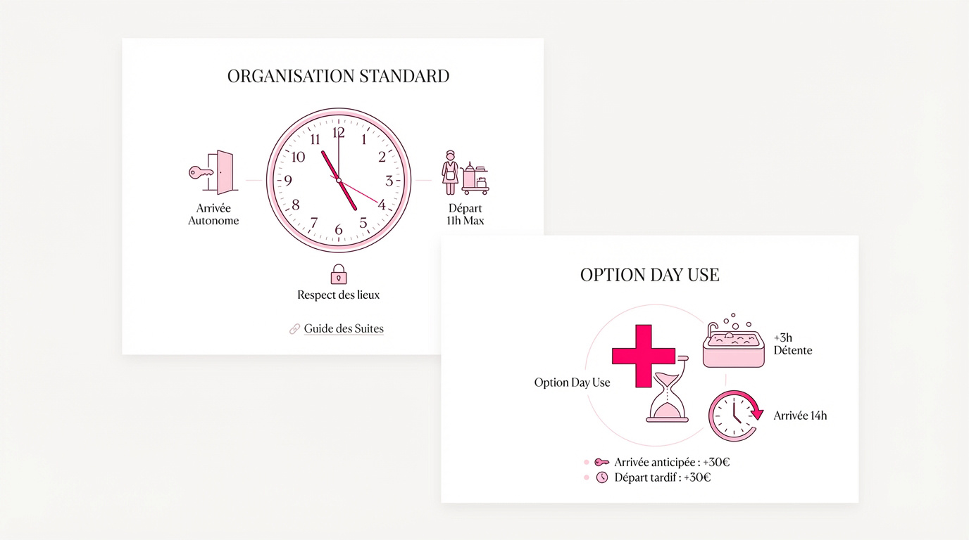 Organisation des horaires et option day use pour votre séjour en love room à Marseille