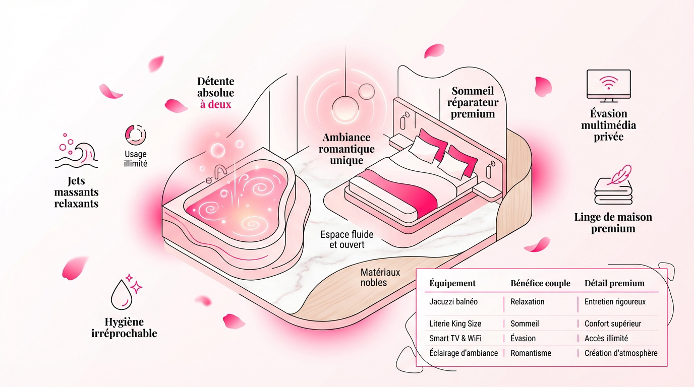 Suite romantique avec jacuzzi privatif et éclairage tamisé à Marseille